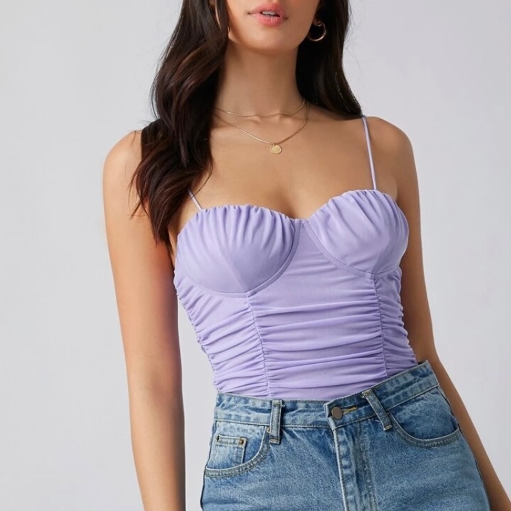 Ruched Mesh Cami Top